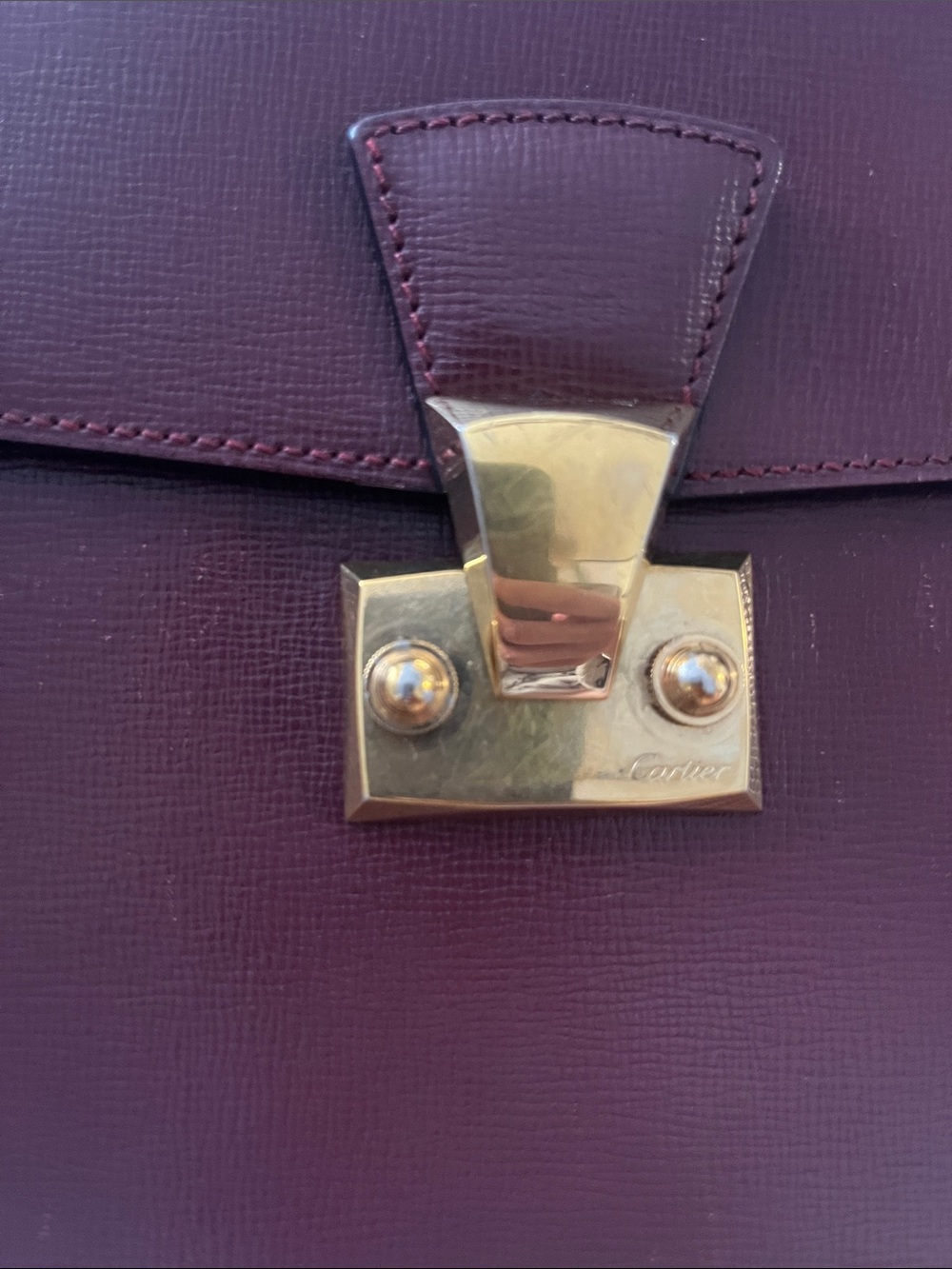 Womens Leather Envelope Bag in Burgundy with Gold Hardware - Picture 7 of 10